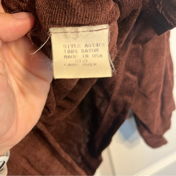 David Dart Cardigan Sweater Womes Button Front Rayon Vintage Brown - Picture 8 of 12